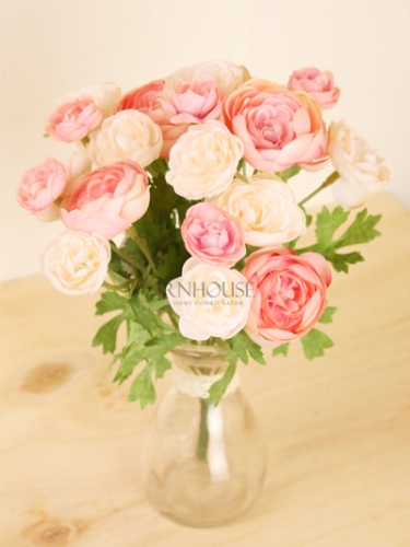핑크 작은송이 라넌큘러스꽃선물 여자친구선물 집꾸미기 기분전환 조화 꽃장식 감사선물